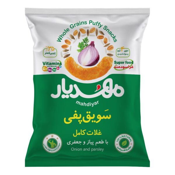 سویق پفی غلات کامل با طعم پیاز و جعفری